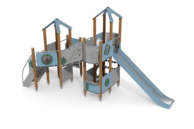 Play tower - ECO two towers with activity panels blue