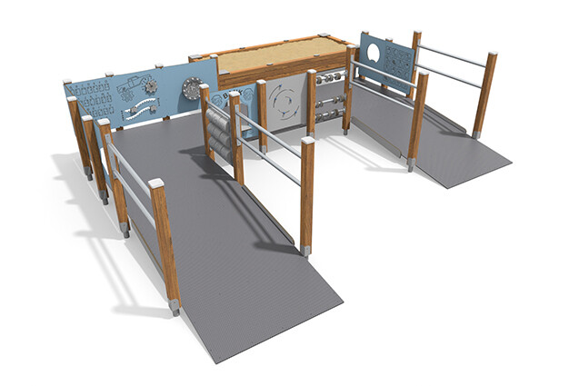 Play tower - ECO play environment with wheelchair ramp blue