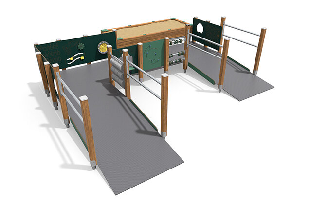Play tower - ECO play environment with wheelchair ramp green