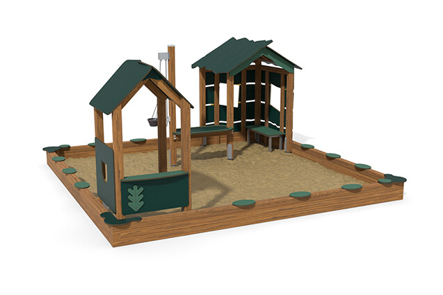 Sandbox - ECO sandbox environment two playhouses green