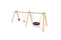 Swing - 1 seat, 1 baby seat and bird's nest Ø120 cm robinia