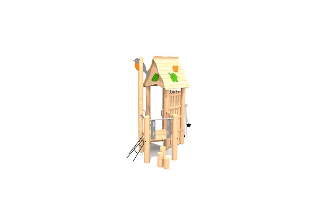 Play Tower - with hatch, net, balance elements and hoist
