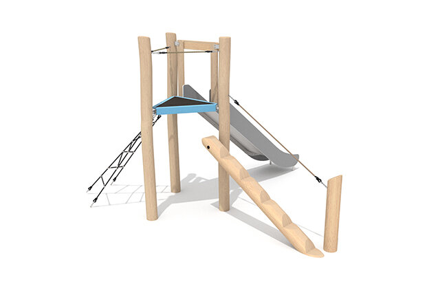 Play tower - Robinia Scandic triangular tower with slide and inclined balance beam