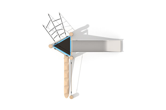 Play tower - Robinia Scandic triangular tower with slide and inclined balance beam