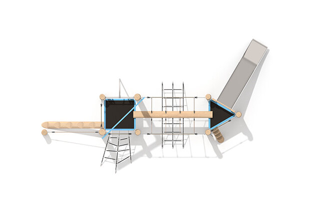 Play tower - Robinia Scandic double tower with fireman's pole