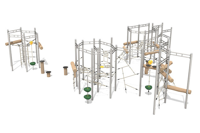 Climbing structure - climbing course 1 stainless steel robinia