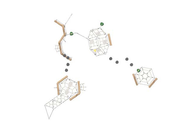 Climbing structure - climbing course 1 stainless steel robinia