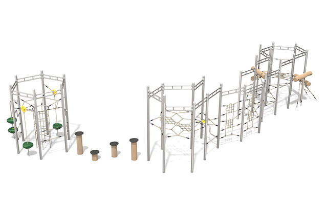 Climbing structure - climbing course 2 stainless steel robinia